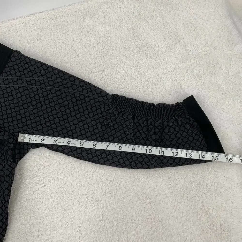 Lululemon In The Flow Crop Leggings Womens 4 Geometric Ruched Compression Yoga